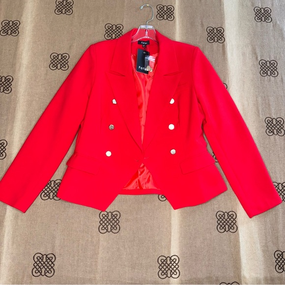 Fate NWT! Women'S Casual Double Breasted Red Blazer Size M - Picture 2 of 16